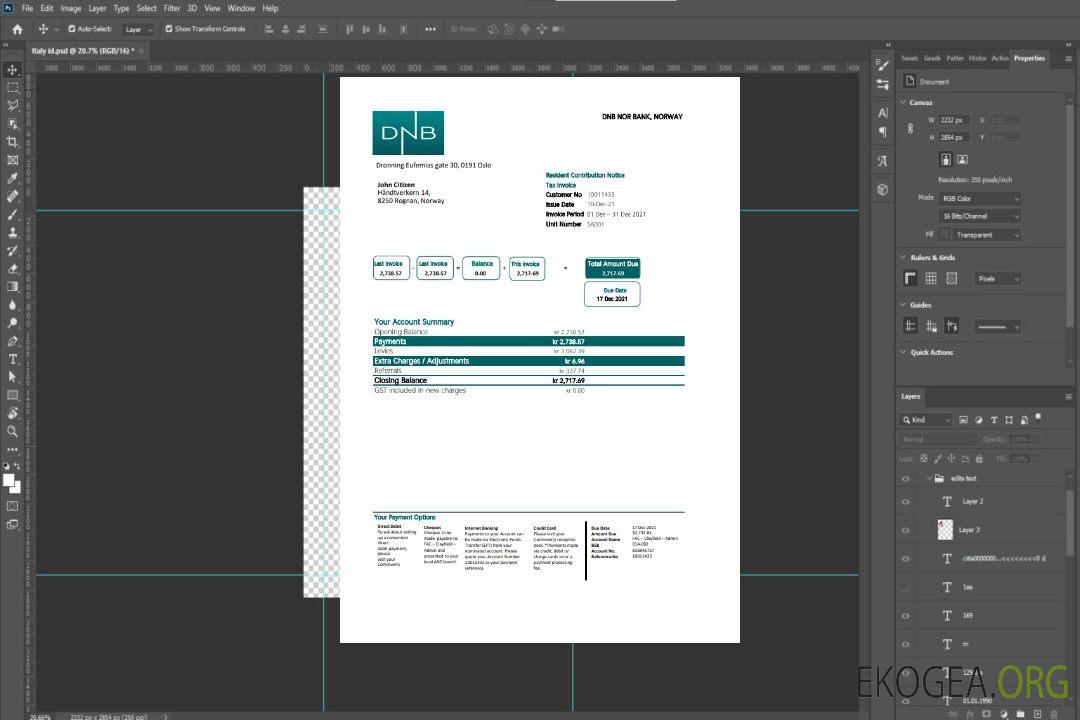 Norvège DNB excel pdf template